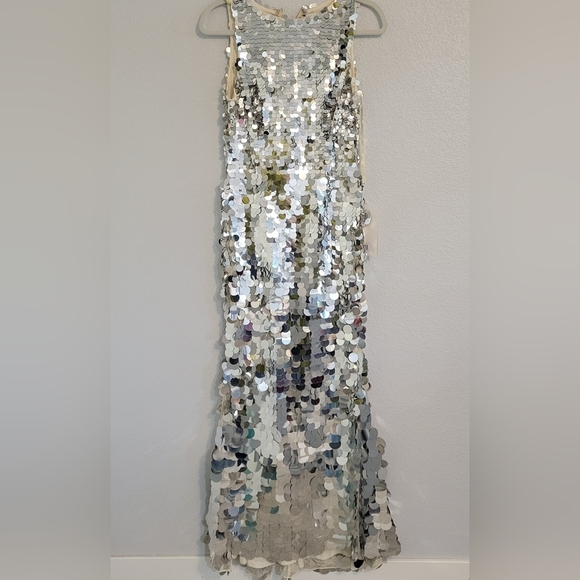 Mac Duggal Silver Sequin Maxi Dress - Picture 5 of 15
